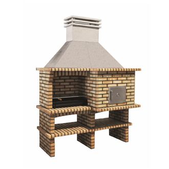 Movelar Barbacoa Exterior De Obra Para Le&ntilde;a Y Carb&oacute;n Modelo Y Horno Luxor Royal (gris, Naranja - 195 X 95 X 245 Cm) - Movelar