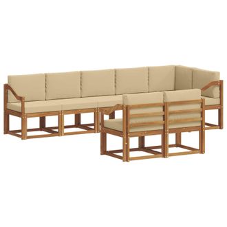 vidaXL Conjunto De Sof&aacute;s De Exterior Con Coj&iacute;n 8 Pcs Natural Y Beige Vidaxl