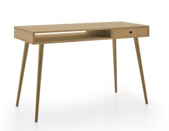 HOGAR 24 Escritorio de madera maciza natural, color encerado