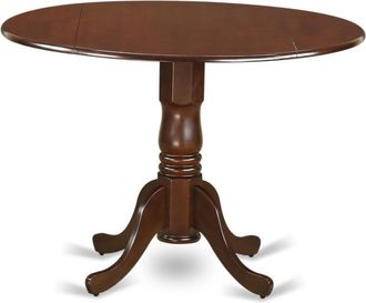 East West Furniture Dublin Round Table with two 9 Drop Leaves in a Mahogany Finish