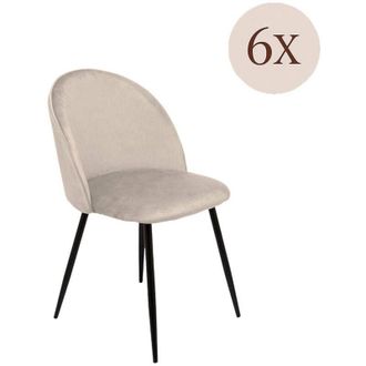Dmora Dmora - Juego De 6 Sillas Achito, Sill&oacute;n Tapizado En Terciopelo, Silla De Comedor Acolchada, Asiento Para Reuniones, 51x54h82 Cm, Gris Claro