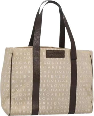 Bulgari Pre-owned Vintage Canvas Tote Bag - Dames - Vintage Shopper - Beige - ONE Size - Vintage