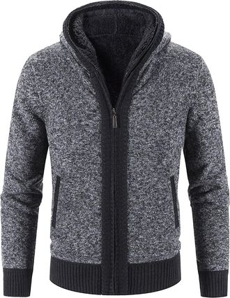 Generic Mens Knitted Cardigan Top Mens Soft Cotton Shawl Cardigan Jumper Mens Long-Sleeve Fleece Shawl-Collar Cardigan Soft Cardigans for Men Shawl Collar Jac