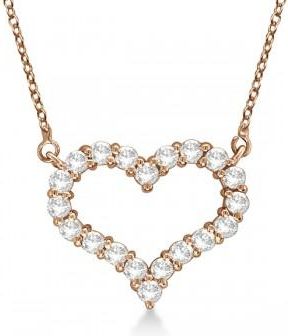 Allurez Open Heart Lab Grown Diamond Pendant Necklace 14k Rose Gold (0.50ct)