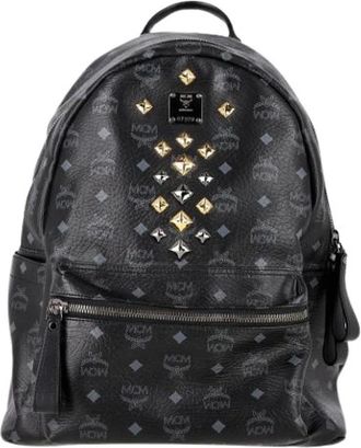 MCM Pre-owned Backpacks, female, Black, Size: ONE SIZE Pre-owned Leather Backpack