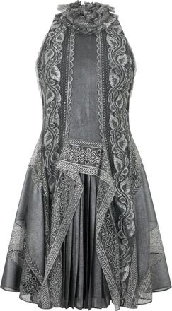 Alberta Ferretti Elegante jurk met wijde rok - Dames - Feestkleedjes - Grijs - M - Polyester - Kleedjes