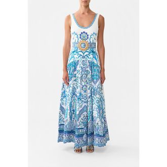 Camilla Jersey Tank Dress With Contrast Skirt Isnik Lullaby at Nordstrom, Size Medium Au