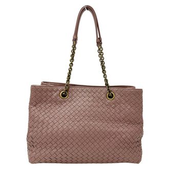 Bottega Veneta Intrecciato Dusty Pink Leather Tote Bag (Pre-Owned)