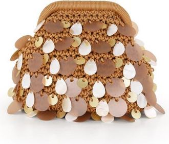 Badgley Mischka Marigold Crochet Corded Pouch Clutch w. Payette at Nordstrom, Size Small