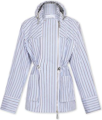 Paco Rabanne Parka met capuchon van katoenpoplin - Dames - Parka Jassen - Blauw - 2XS - Katoen - Jassen