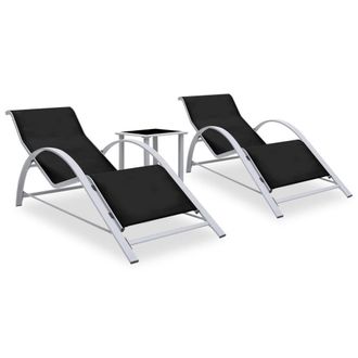 Berkfield Home Sun Loungers 2 pcs with Table Aluminium Black