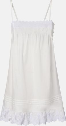 Saint Laurent Lace-trimmed cotton slip dress