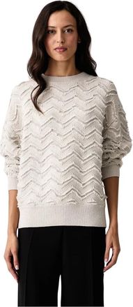A|X Armani Exchange Gebreide trui met ronde hals - Dames - Truien - Beige - Maat: S Wol