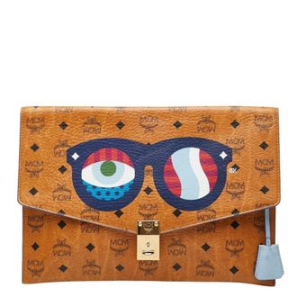MCM Mcm Brown Pvc Leather Clutch Bag (Pre-Owned)