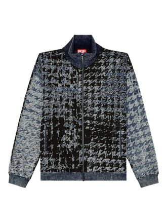 Diesel houndstooth bomber jacket - men - Cotton/Polyester - L - Blue