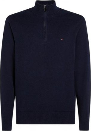 Tommy Hilfiger Half-Zip Turtleneck Truien - Heren - Coltruien - Blauw - L - Polyester - Truien & Vesten