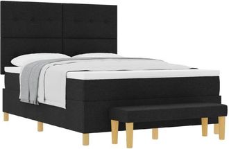 vidaXL Box Spring Bed with Mattress Black 160 x 200 cm Fabric vidaXL