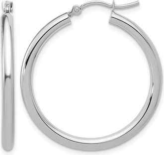 Diamond2Deal 14k Gold Polished 2.5mm Round Lightweight Tube Hoop Earrings