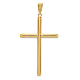 Diamond2Deal 14k Yellow Gold Polished Tube Cross Pendant