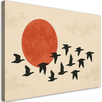 Artgeist Artgeist - Quadro su tela, Uccelli Sole Minimalismo Beige - 120x80