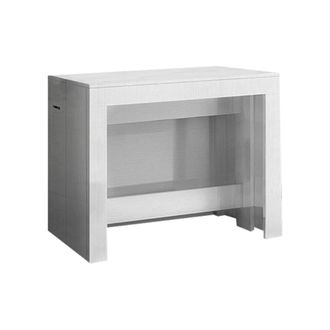 Dmora Mesa De Comedor Moderna, Made In Italy, Consola Extensible Hasta 12 Asientos, Con Soporte De Extensi&oacute;n, 51x90h77 Cm (hasta 300 Cm) Color Alerce Blanco