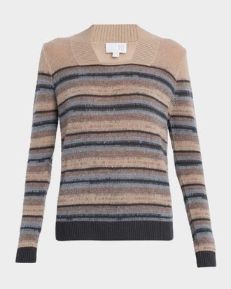 TSE Cashmere Square-Neck Striped Top
