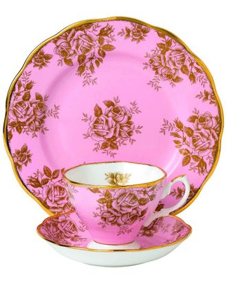 Royal Albert 100 Years Rose Teacup And Saucer 3Pc Set With $10 Credit