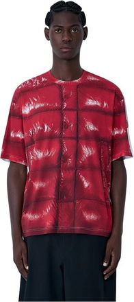 Moncler Logo Motif Contrast Print T-Shirt - Heren - T-shirts - Rood - M - Katoen - Tops
