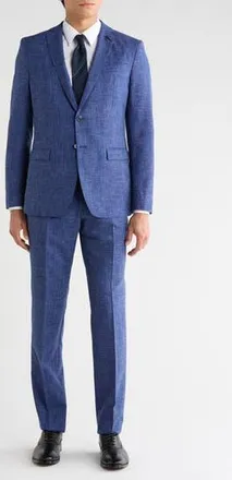 John Varvatos Solid Wool Blend Suit in Blue at Nordstrom Rack, Size 38 Regular