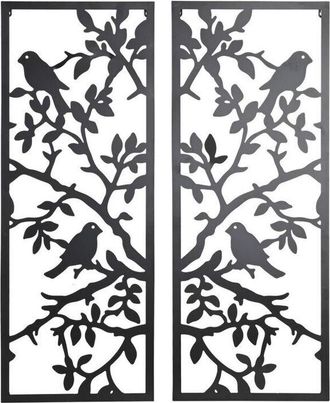 DKD Home Decor Decorazione da Parete DKD Home Decor (2 Pezzi) Metallo Uccelli Shabby Chic (35 x 1,3 x 91 cm)