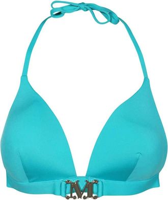 Max Mara Badmode, Dames, Blauw, L, Logo Detail Triangel Bikini Top