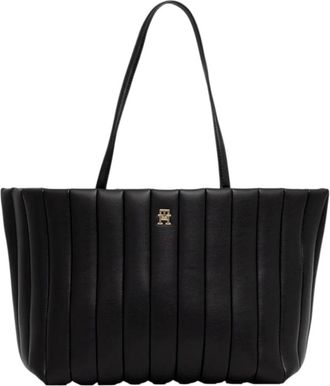 Tommy Jeans Tote Bags, female, Black, Size: ONE SIZE Large Handbag with Closure