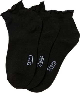 Stems Everyday Classics Ruffle 3-Pack Crew Socks in Black at Nordstrom