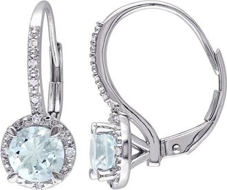 Rina Limor 14K 1.56 Ct. Tw. Diamond & Aquamarine Halo Earrings