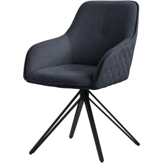 ML Design Silla De Comedor Giratoria Con Respaldo Y Reposabrazos Asiento Antracita De Tela Tejida Tapizado Con Patas De Metal Sill&oacute;n Dise&ntilde;o Ergon&oacute;mico Moderno P