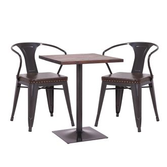 Hhg Hhg - Nunca Usado] Set Mesa Bistro 2x Silla Comedor 469d, Silla Mesa Cocina Silla Gastronom&iacute;a Mvg, Negro-marr&oacute;n, Mesa Marr&oacute;n Oscuro