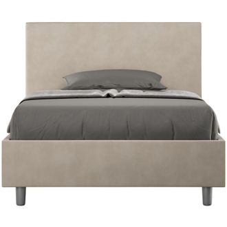 ITYhome Letto una piazza e mezza rivestito in Microfibra - adele - Colore: Beige - Dimensione Rete: 110x200 - Tipologia Letto: Senza Rete