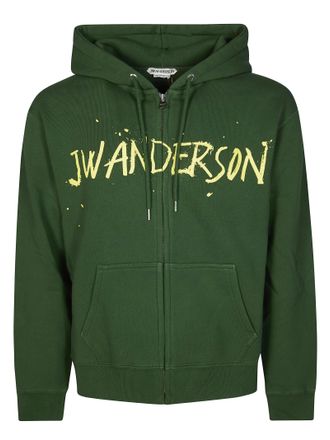 J.W.Anderson Bold Graphic Drawstring Zip-Up Hoodie