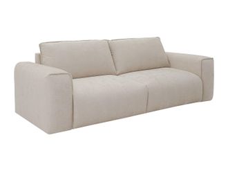 Vente-Unique Sof&aacute; cama de 3 plazas expr&eacute;s en tela beige - Cama de 140 cm Colch&oacute;n de 13 cm POGLO
