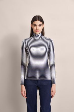 Bugatti Langarmshirt BUGATTI, Damen, Gr. XL, blau (marine), 67% Modal, 27% Polyester, 6% Elasthan, unifarben, normal, normaler Saum, Shirts Langarmshirt, mit 