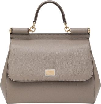 Dolce & Gabbana Sicily Large Borsa a Mano - Dames - Handtassen - Bruin - ONE Size - Katoen - Tassen