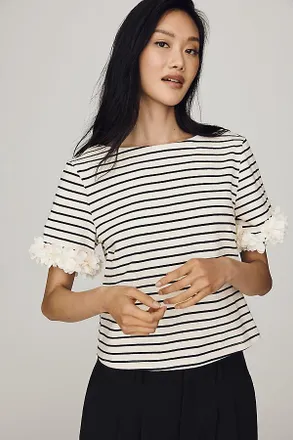 Dolan Cotton Floral-Sleeve Tee