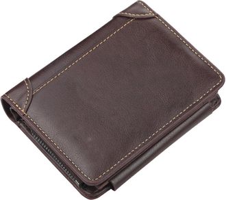 Generic Vintage PU Leather Men Wallet - Zipper Short Design Card Holder & Purse for Men(Coffee)