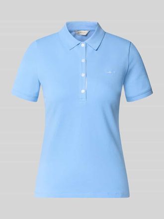 GANT Slim Fit Poloshirt mit Label-Stitching in Hellblau, Gr&ouml;&szlig;e XXL