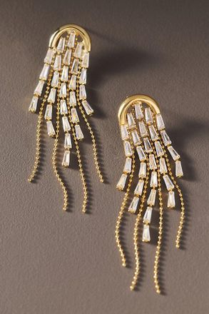 Nadri By Anthropologie Radiant Arch Fringe Earrings