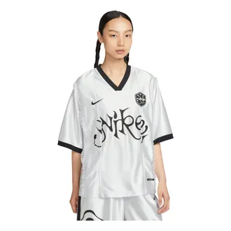 Nike (WMNS) Nike Short-Sleeved Patterned Knit Jersey Relaxed Fit Metallic Silver II1939-095