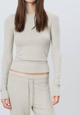 &Eacute;terne Long Sleeve Fitted Top In Heather Oatmeal