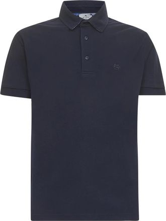 Etro Tops, Heren, Blauw, S, Katoen, Blauw poloshirt met geborduurd logo