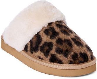 Minnetonka Chesney Mule Slipper in Brown Fuzzy Leopard at Nordstrom, Size 10