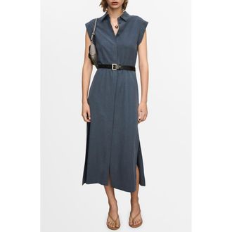 Mango Belted Shirtdress in Charcoal at Nordstrom, Size 2